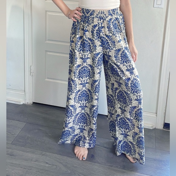 011 Boho Damask Print stretchy waist Trouser Pants - Picture 6 of 12